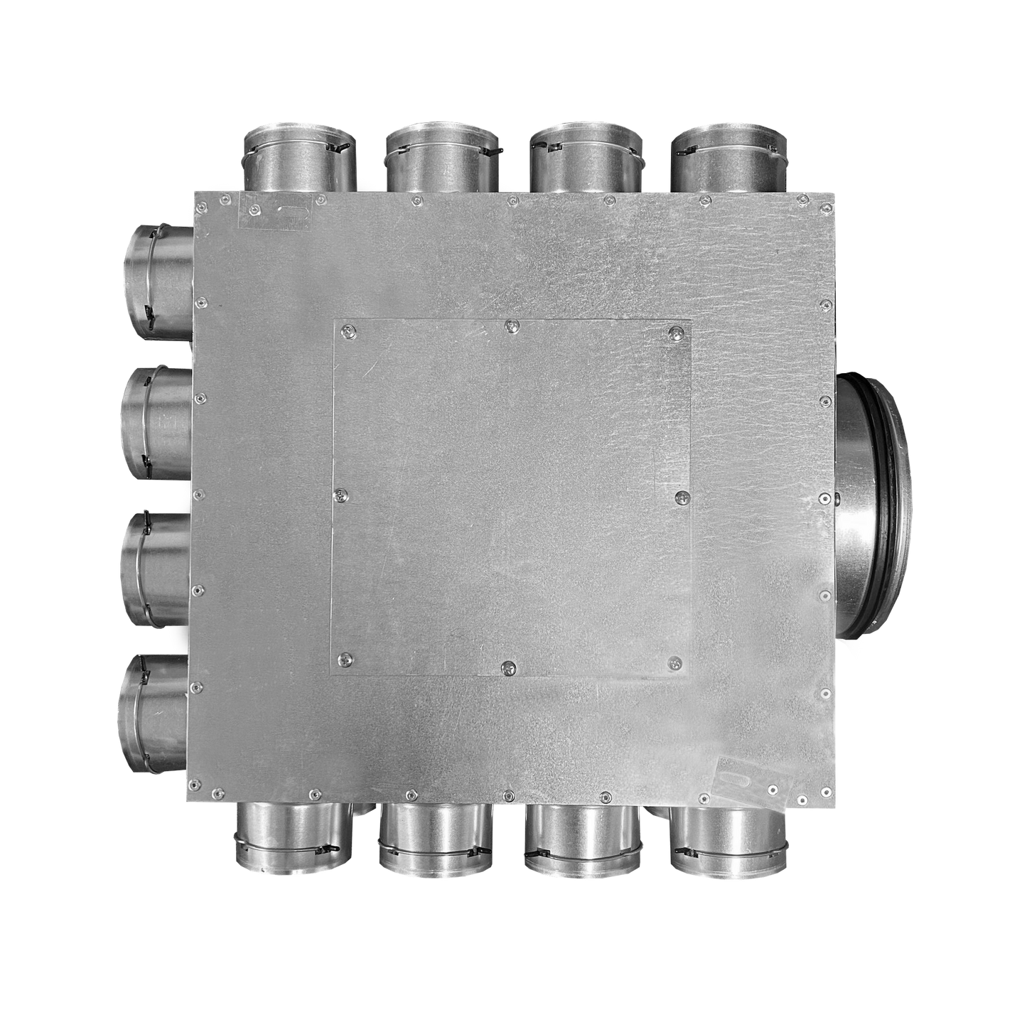 Ventilation distribution box for 75mm radial ducting with 200mm central spigot