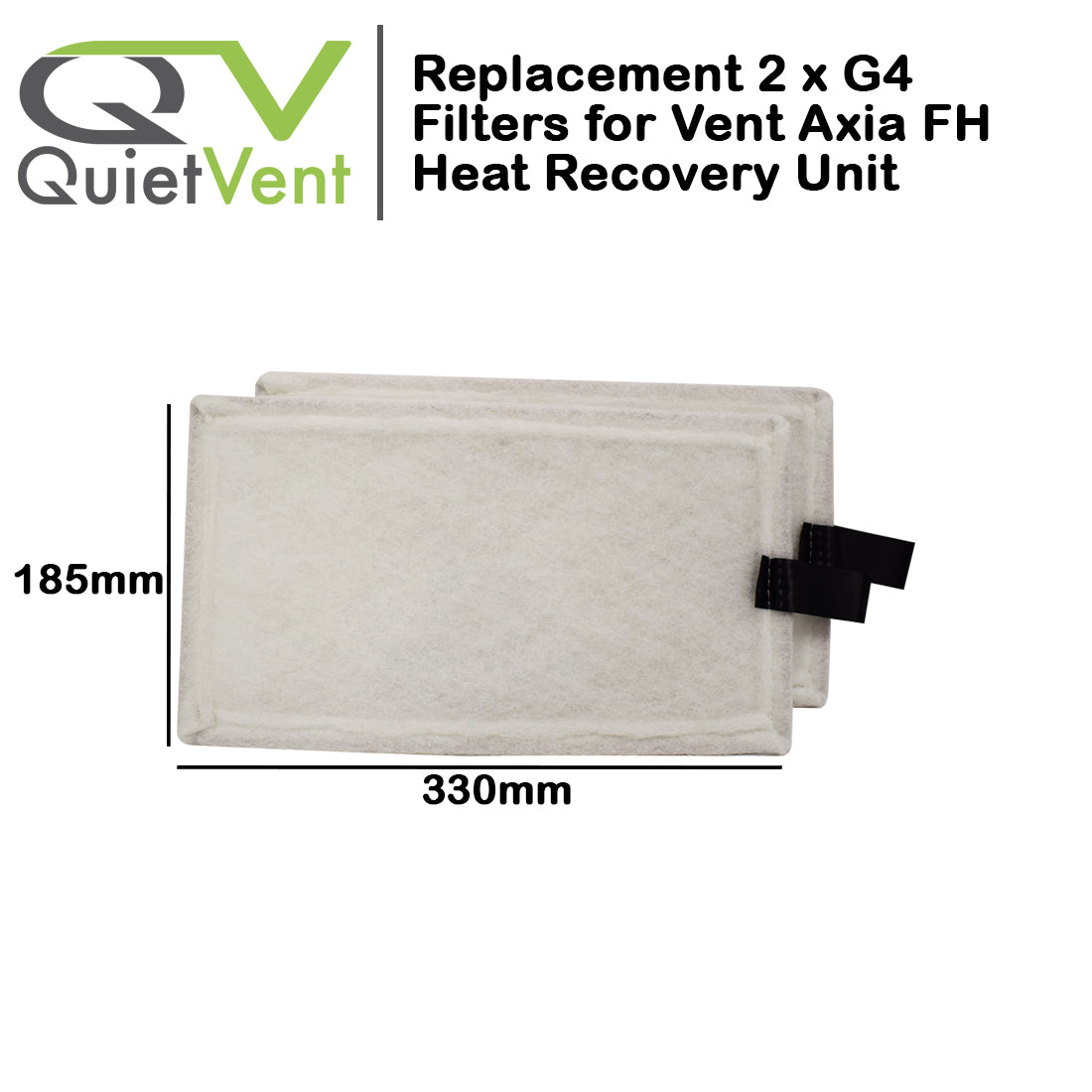 2 x G4 Filters for Vent Axia Kinetic FH Heat Recovery Unit