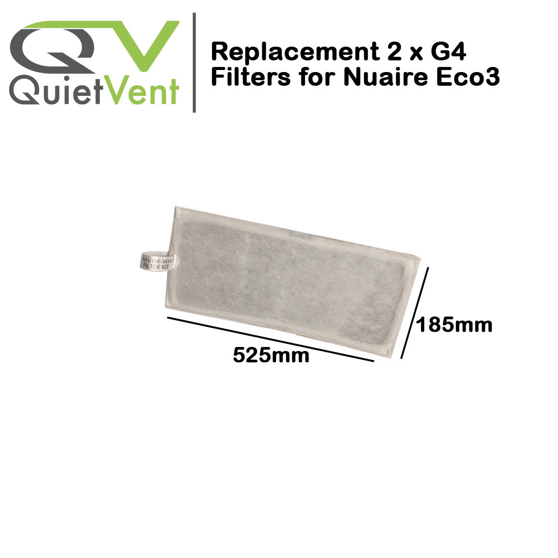 2 x G4 Filters for Nuaire ECO3 / MRXBOXAB-WH1 MVHR
