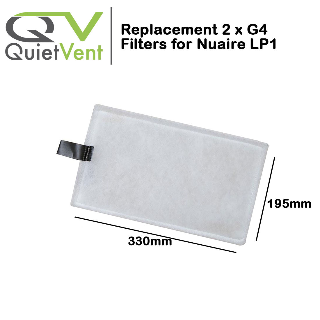 Replacement 2 x G4 Filters for Nuaire LP1 Heat Recovery Unit