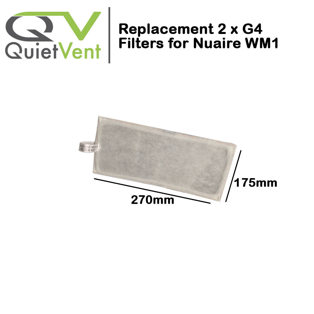 Replacement 2 x G4 Filters for Nuaire WM1