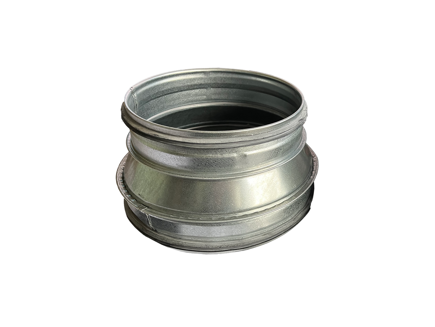 Metallic cylindrical component on a white background
