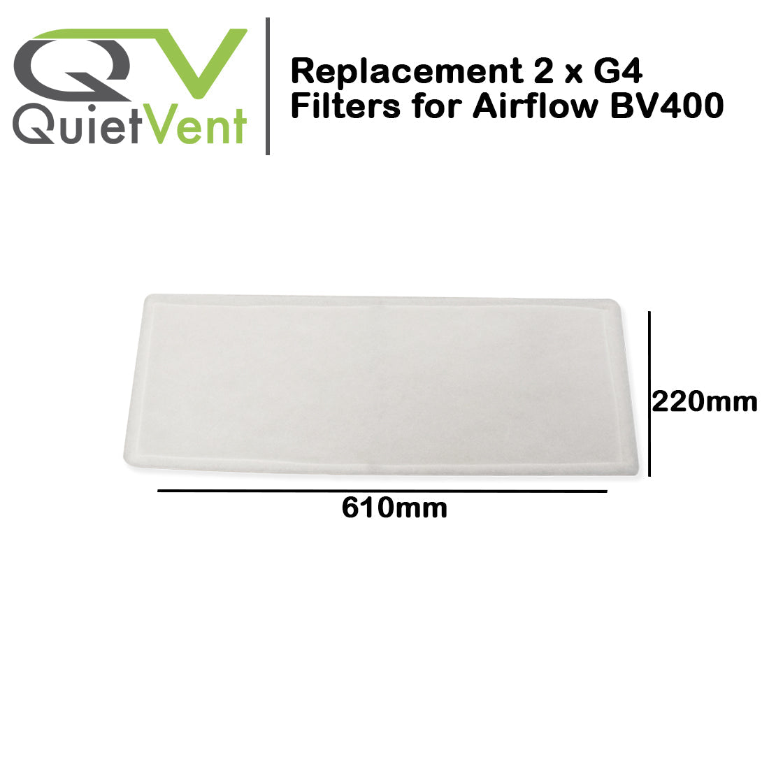 Replacement 2 x G4 Filters for Airflow BV400 Heat Recovery Unit