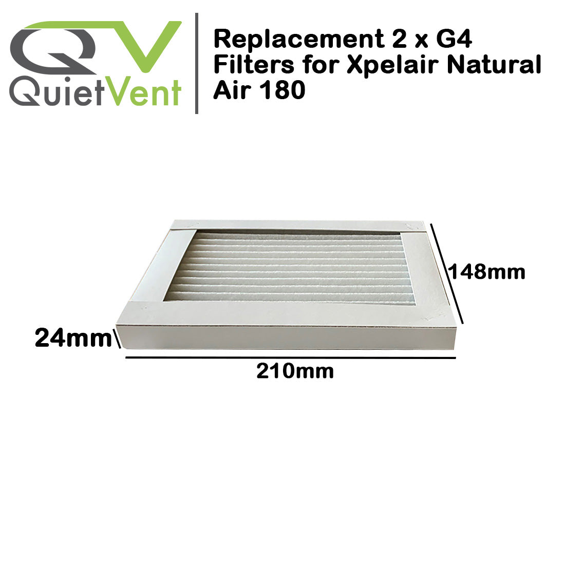 Replacement 2 x G4 filters for Xpelair Natural Air 180