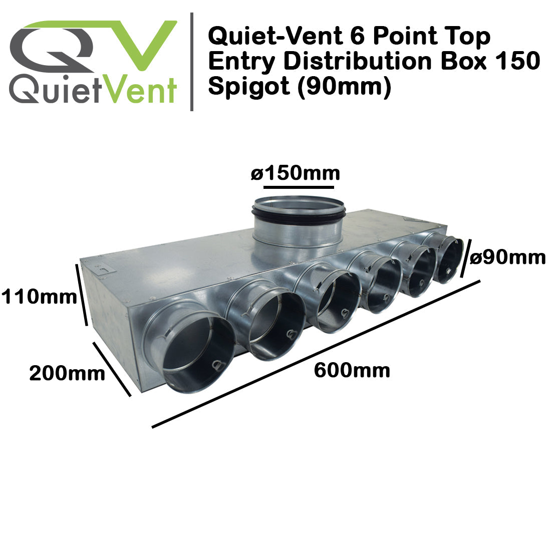 6 Point 90mm Top Entry Distribution Box 150mm Spigot