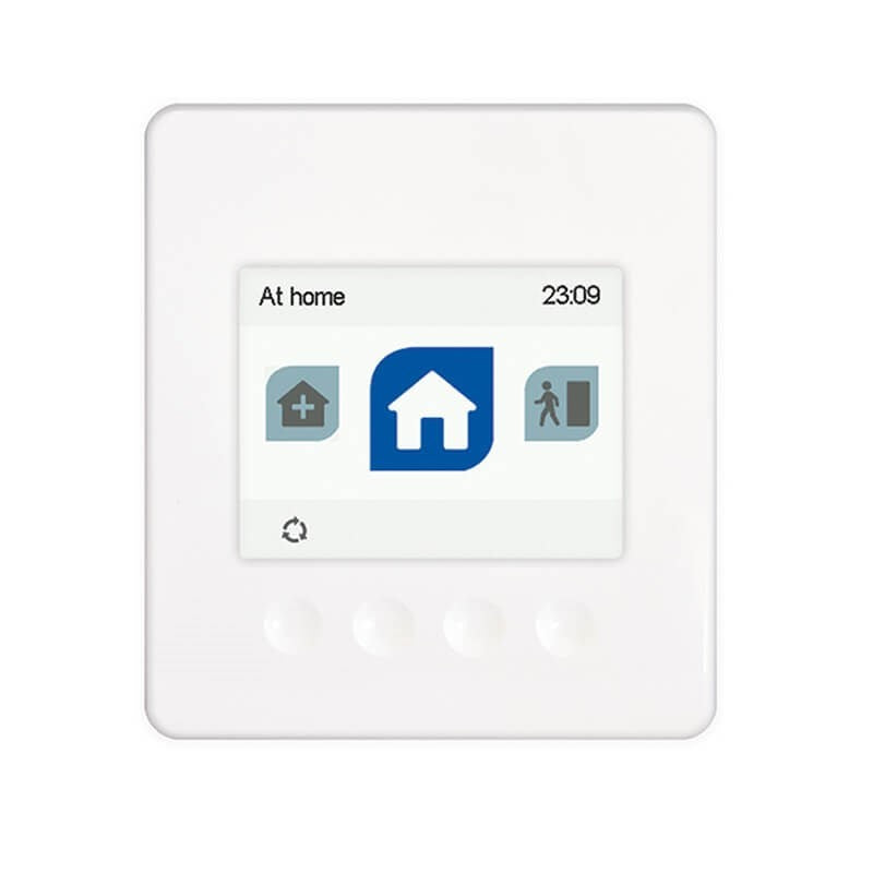 White electronic device with a digital display on a white background