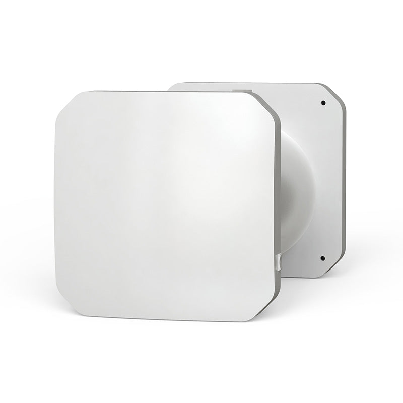 Two metallic square objects on a white background