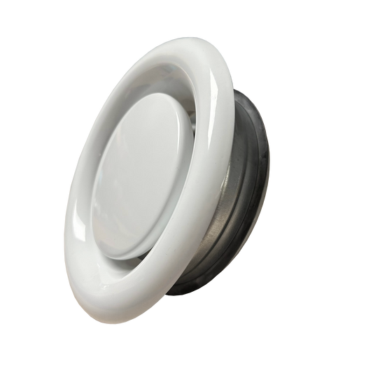 QV 125mm Metal Air Exhaust Valve - with Mounting Collar & sealing ring