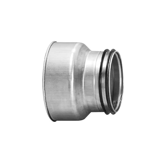 Metallic pipe fitting on a white background