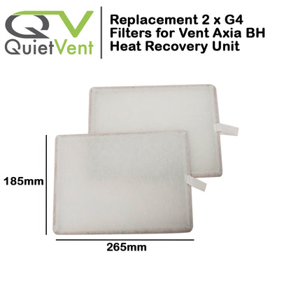 2 x G4 Filters for Vent Axia Kinetic BH Heat Recovery Unit