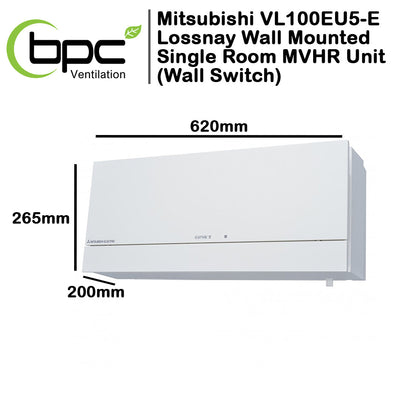 Mitsubishi VL100EU5-E Lossnay Wall Mounted Single Room MVHR