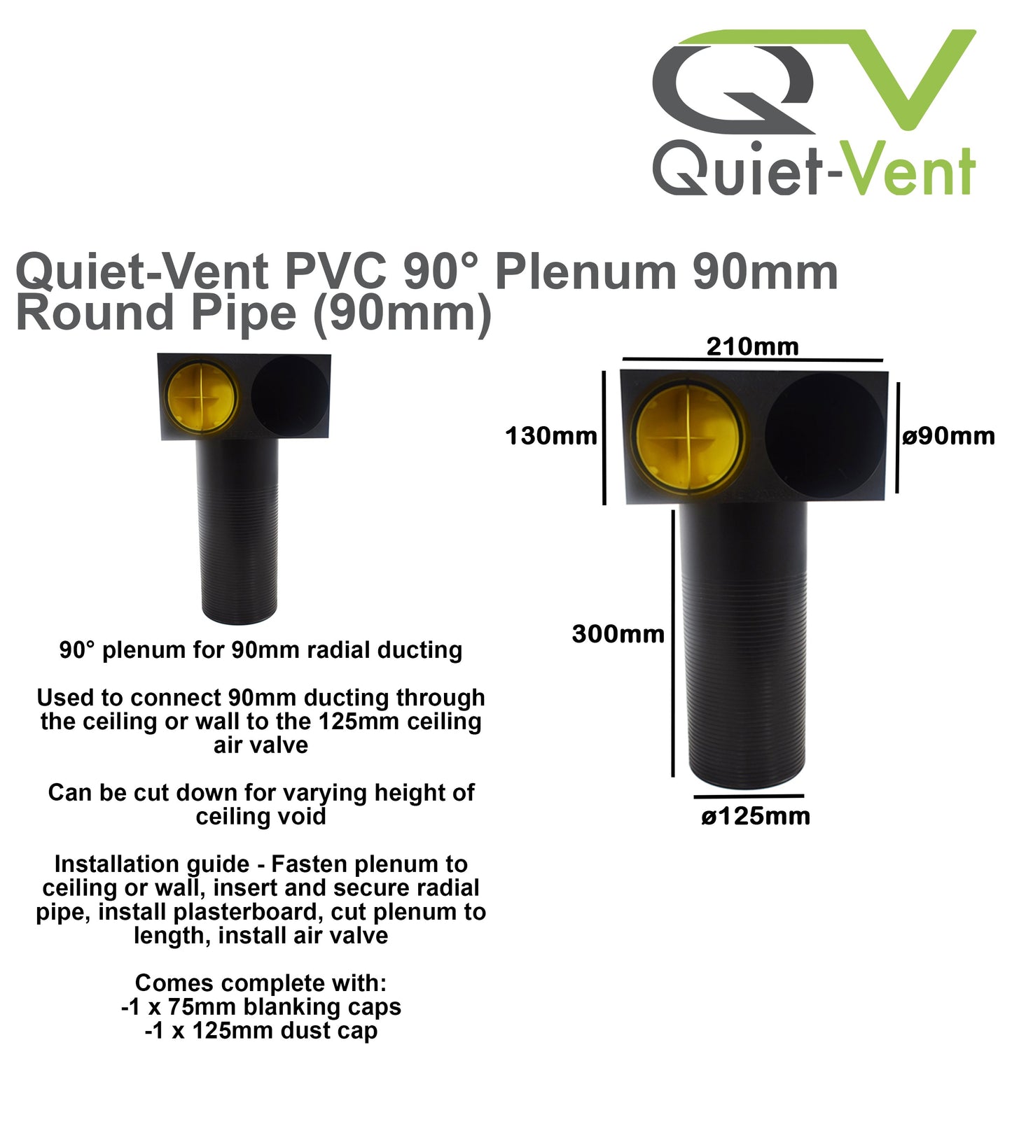 Quiet-Vent 90° Plenum (90mm)