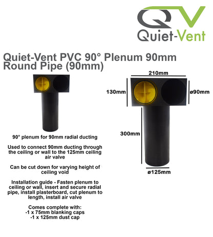 Quiet-Vent 90° Plenum (90mm)