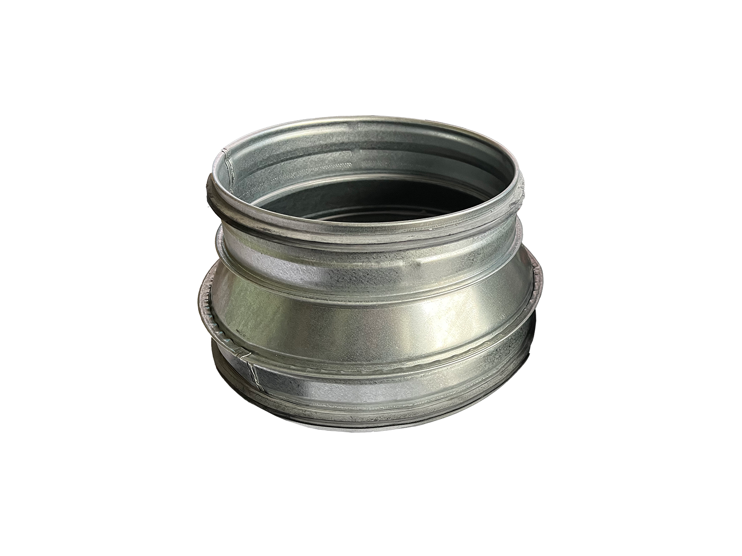 Metallic cylindrical component on a white background